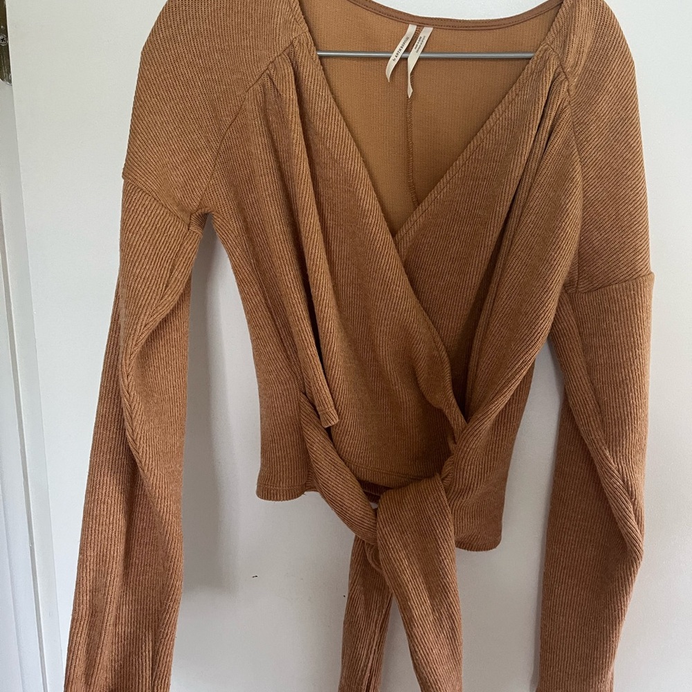 Anthropologie Ribbed Wrap Sweater S